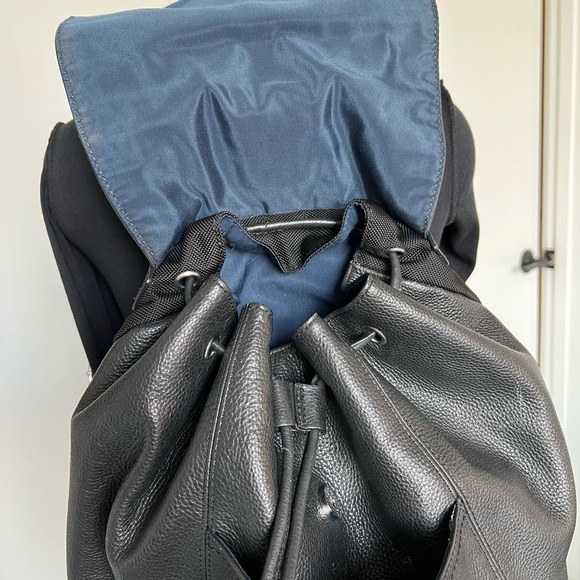Cole Haan Black Pebble Leather Backpack - Picture 3 of 5